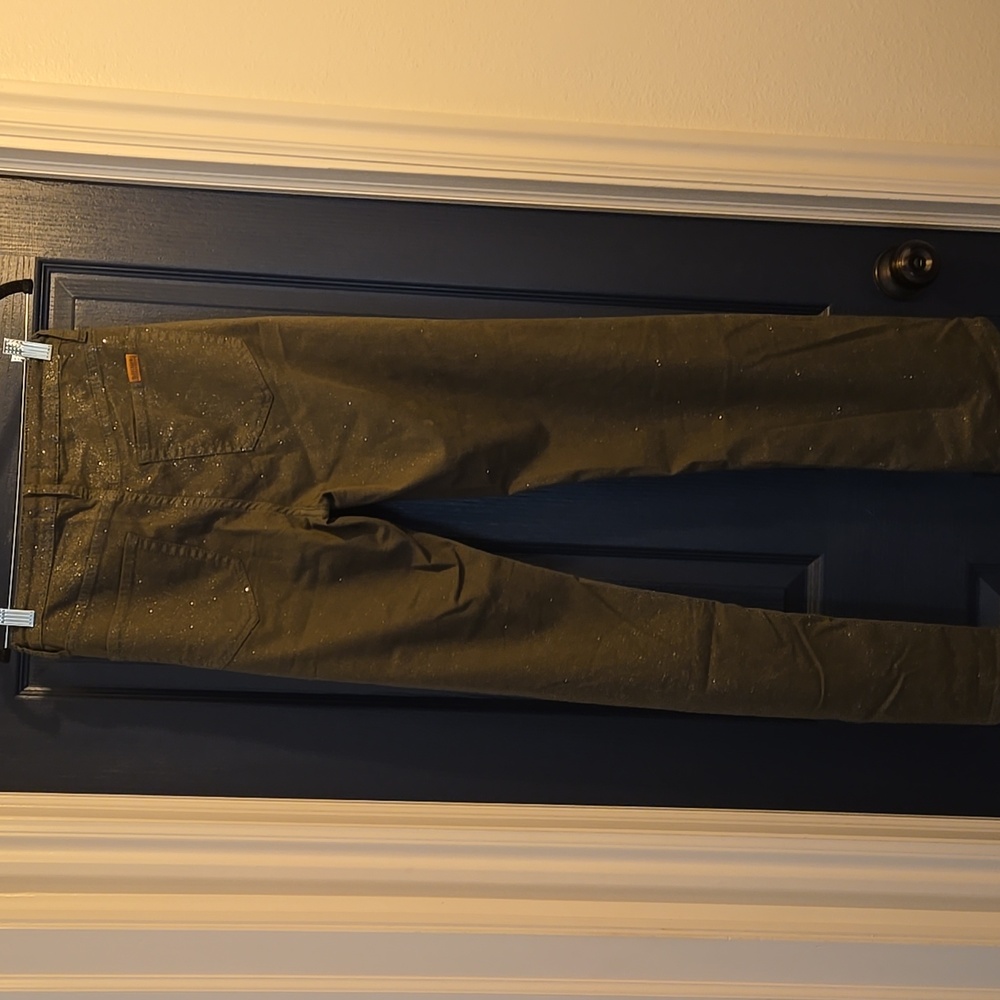 Olive green Sparkle Rock & Roll Denim 27 x 32  Bargin Modest Boot Jeans - Picture 2 of 4